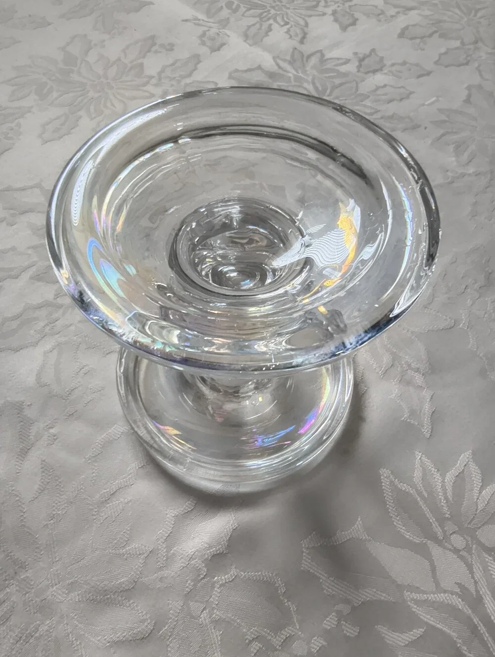 Heavy Hand Blown Iridescent Glass Contemporary Candle Holder Two-way Vintage
